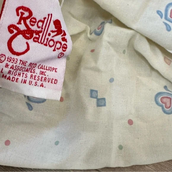 Vintage 90s Red Calliope Baby Bedding Complete Nursery SET Teddy Quilt & Accents